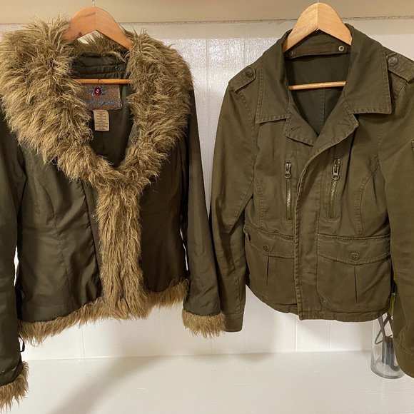 BB Dakota Fur Lined Green button up jacket sz 6 - Picture 11 of 15